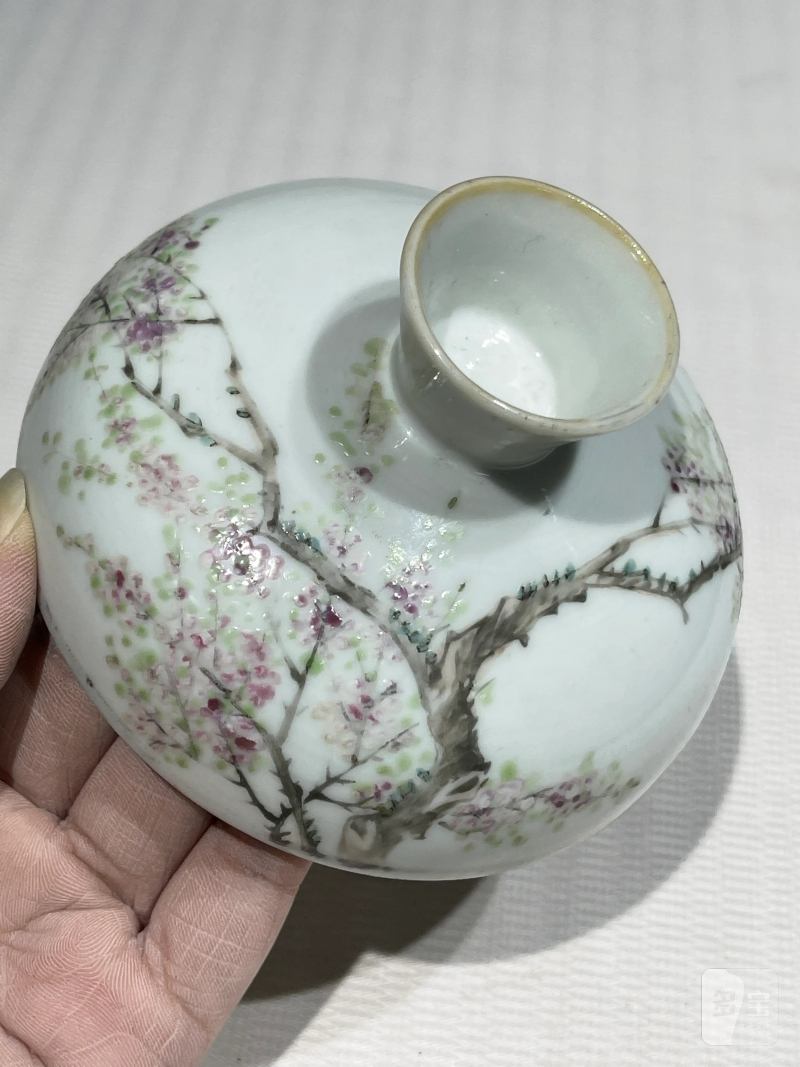清晚期 浅绛彩盖、托一组八件 - 图3